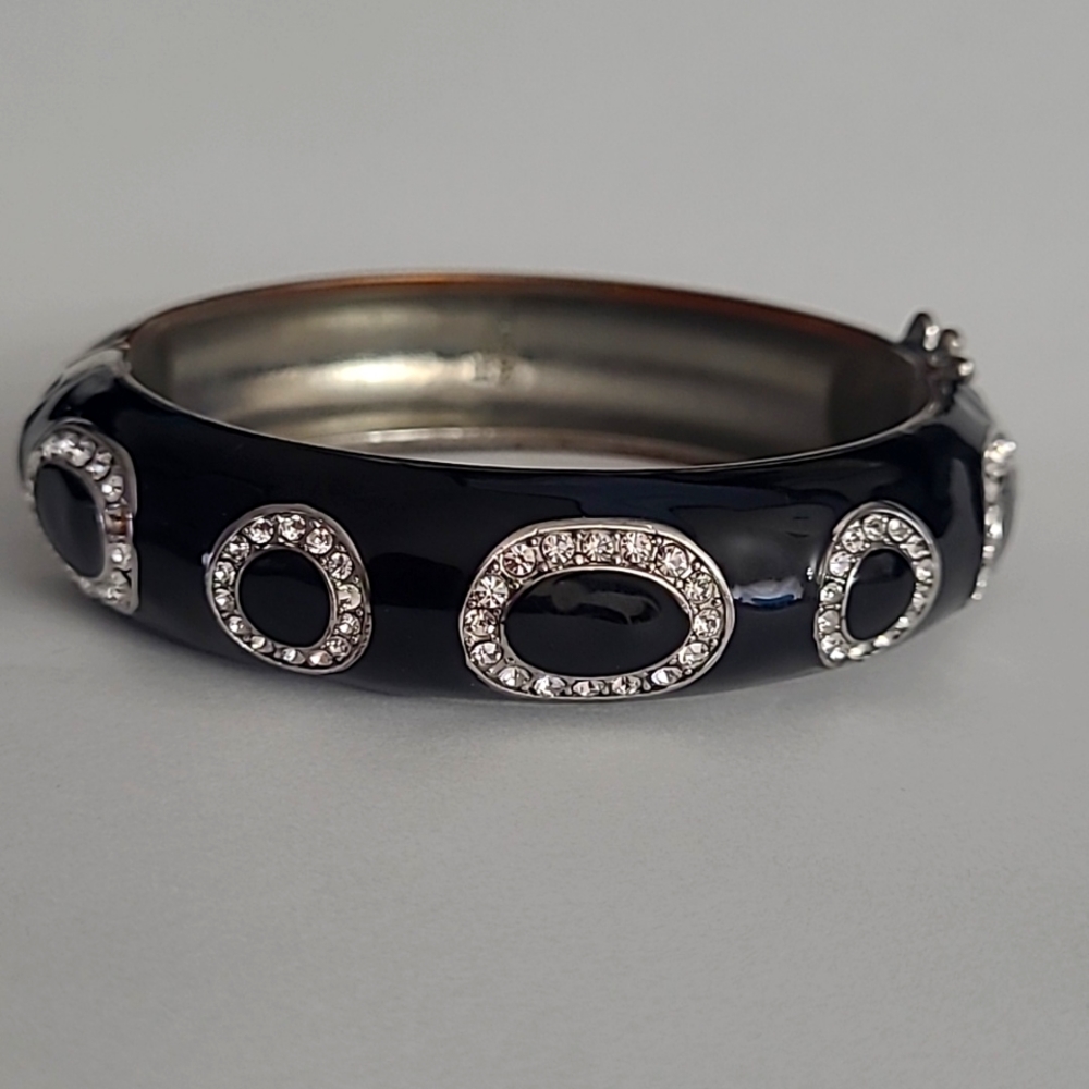 Black Enamel Clamper Bracelet Bangle